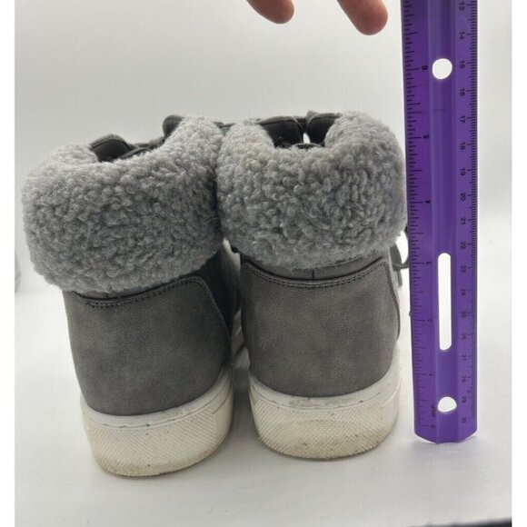 Sonoma Goods For Life Women's Ankle Boots Med Gray Leather Fur Top Size 10 - Picture 5 of 8